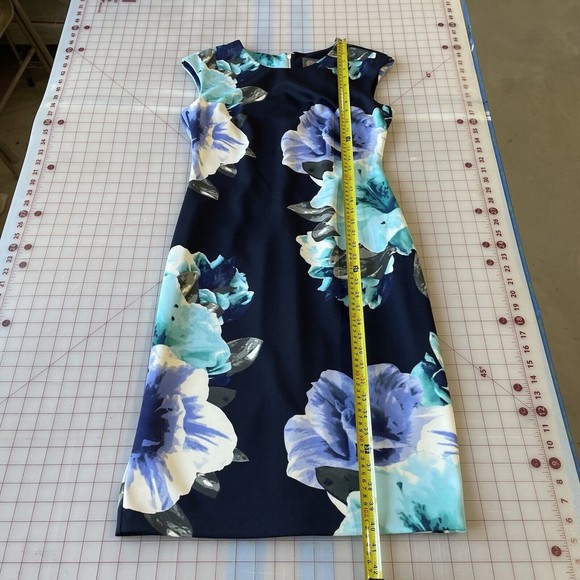 EUC Vince Camuto Womens Size 8 Navy Floral Sheath Dress - Picture 7 of 8